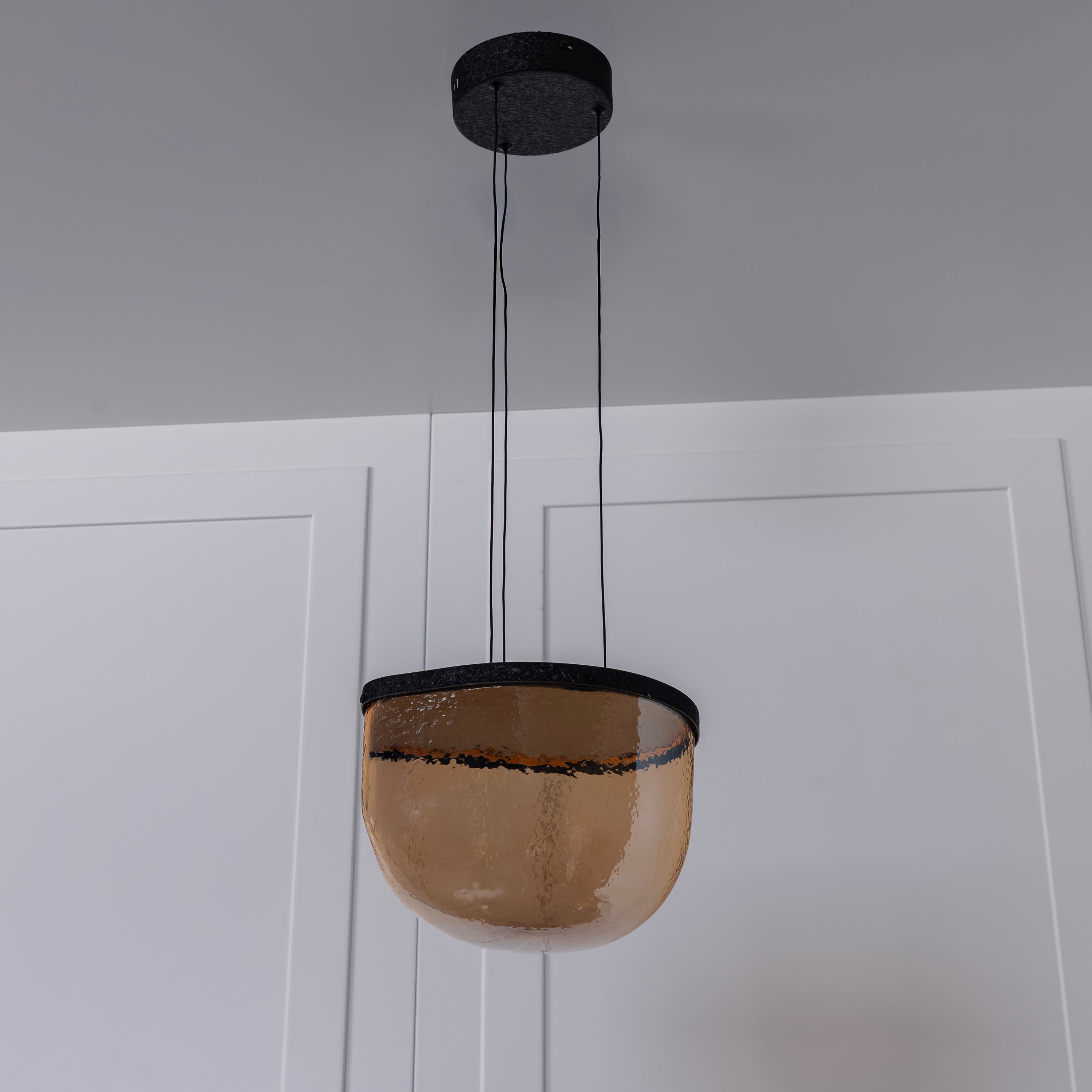 Gambia Honey Glass Black Pendant Light Chandelier 26 Cm - Heka Lighting & Trading Limited