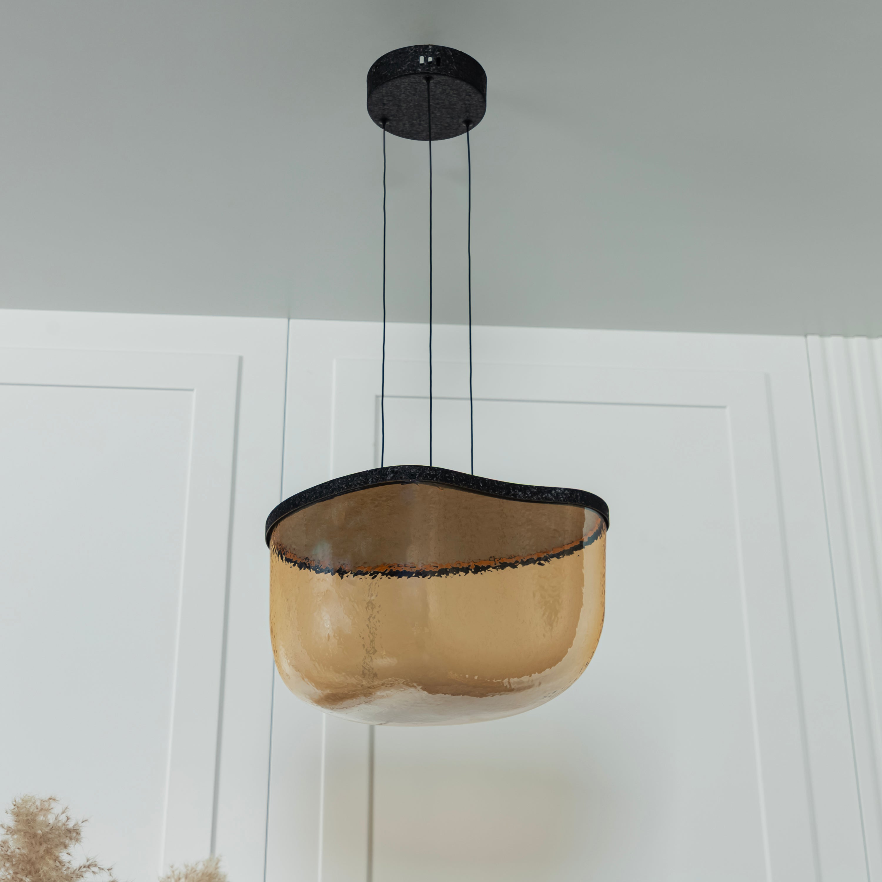 Gambia Honey Glass Black Pendant Light Chandelier 36 Cm - Heka Lighting & Trading Limited