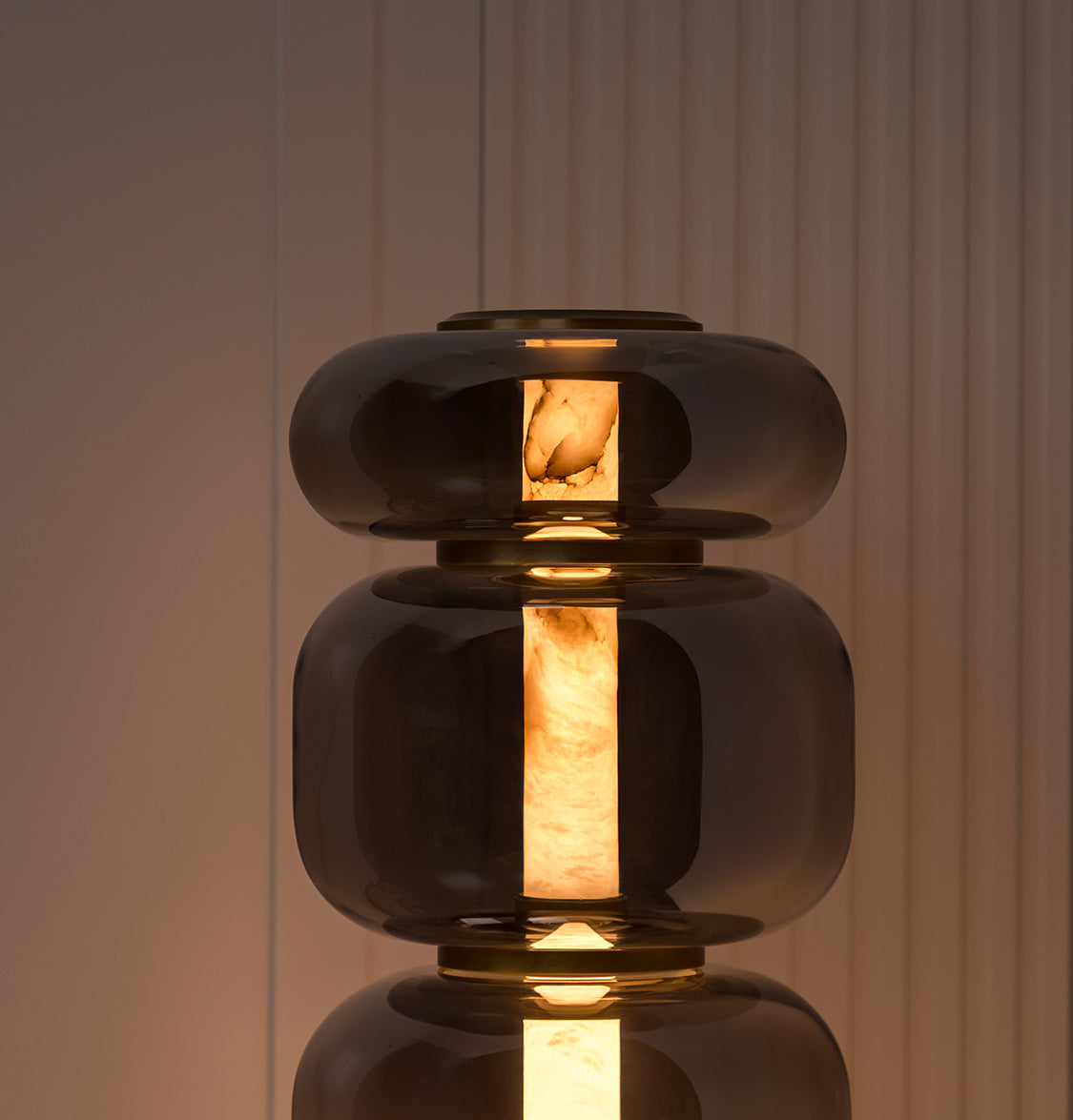 Seul Four Smoked Glass Antique Marble Floor Lamp | Modern Decorative Lighting For Homes & Hotels - Heka Lighting & Trading Limited