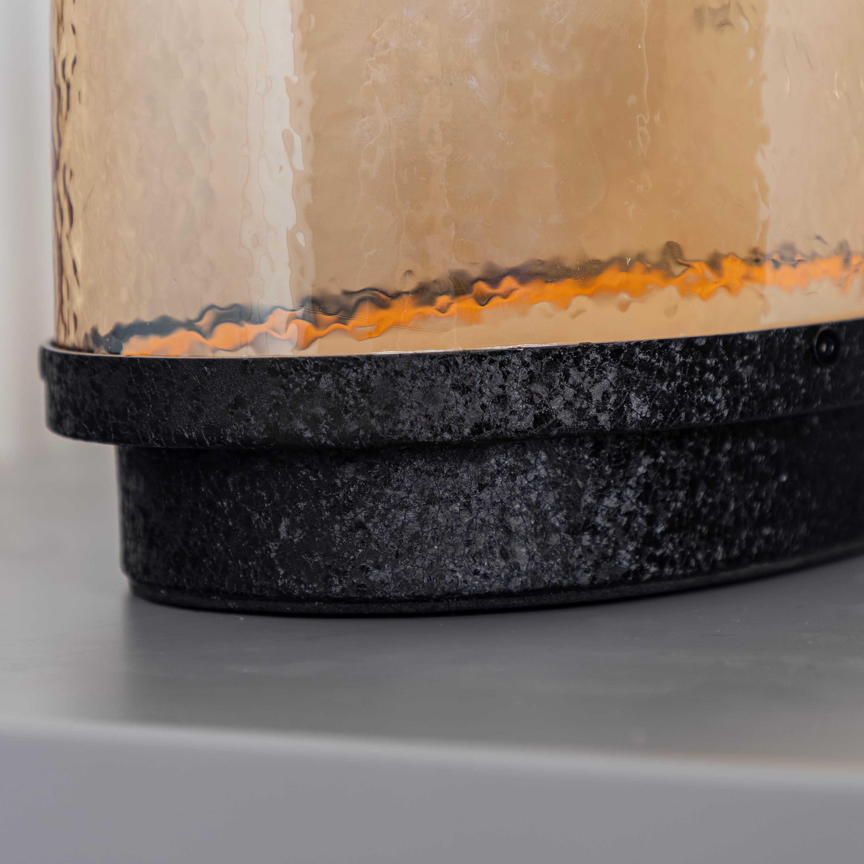 Gambia Honey Glass Black Table Lamp 28 Cm - Heka Lighting & Trading Limited