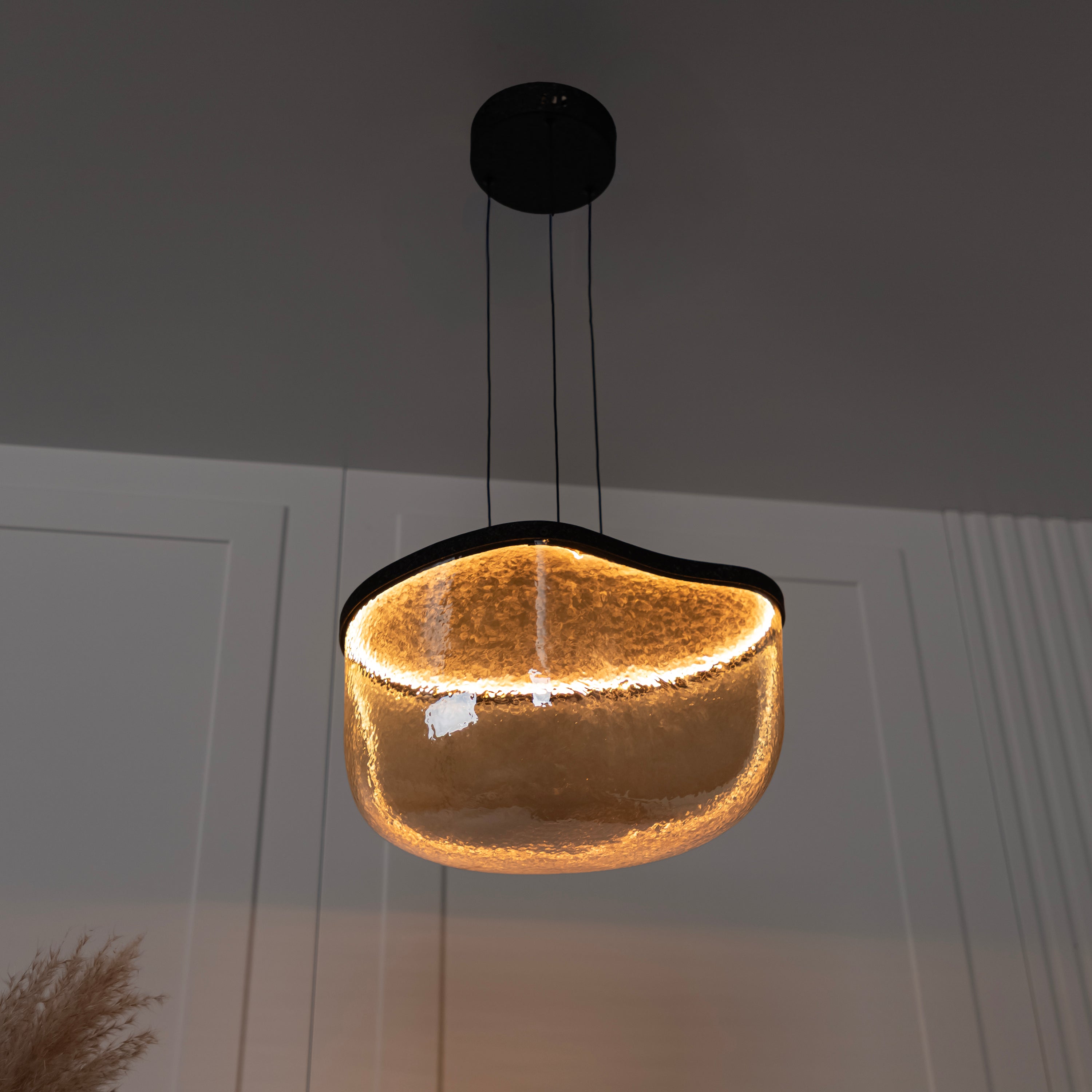 Gambia Honey Glass Black Pendant Light Chandelier 36 Cm - Heka Lighting & Trading Limited