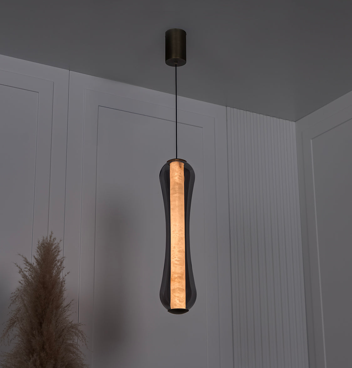 Seul Smoked Glass White Marble Antique Pendant Light - Heka Lighting & Trading Limited