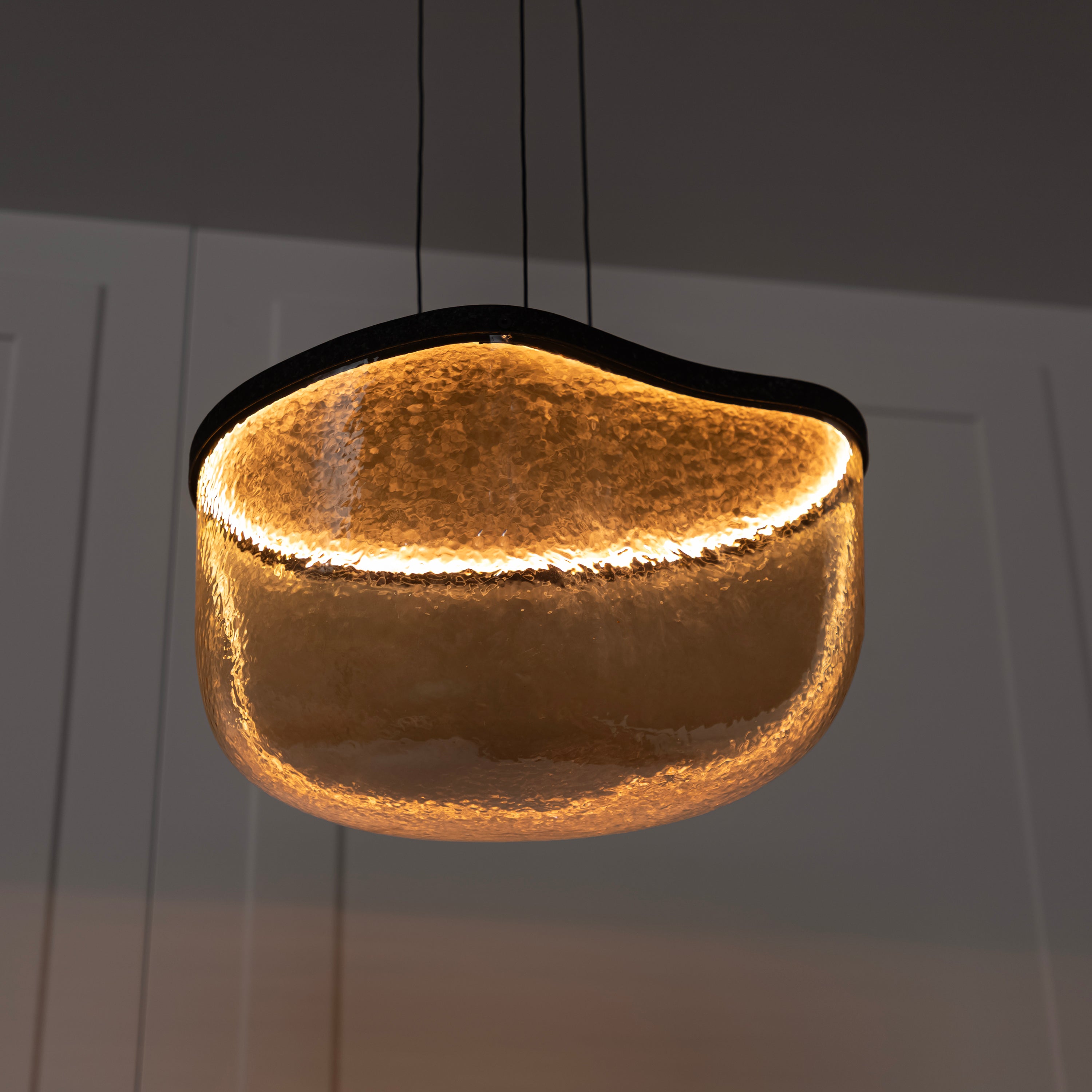 Gambia Honey Glass Black Pendant Light Chandelier 36 Cm - Heka Lighting & Trading Limited