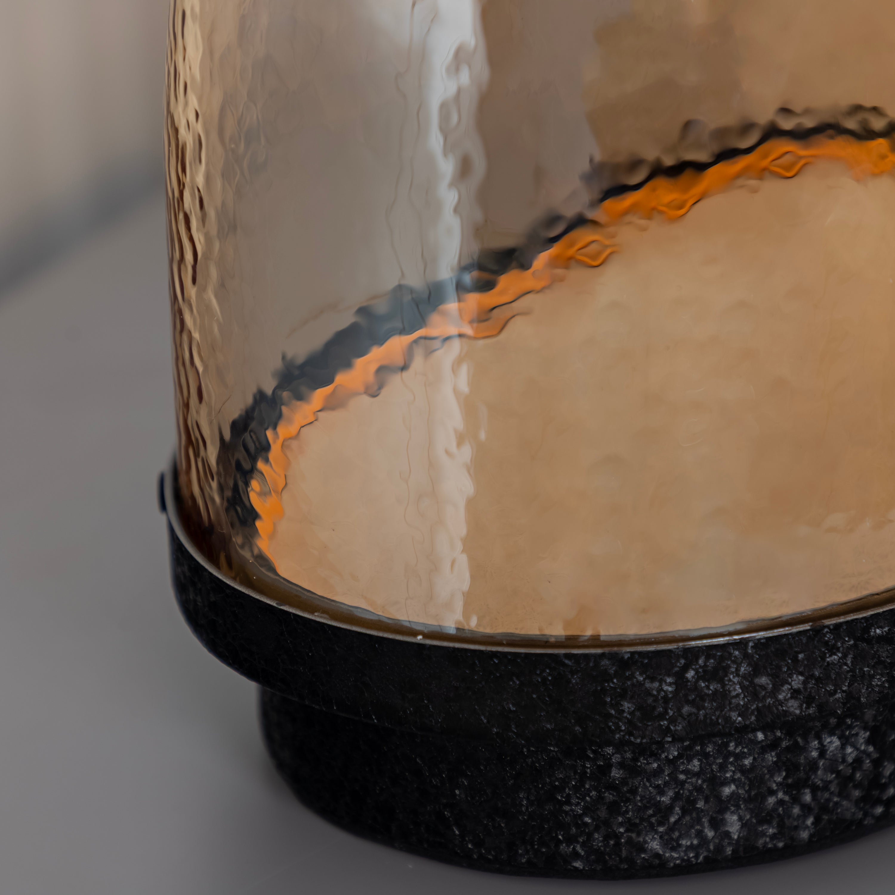 Gambia Honey Glass Black Table Lamp 28 Cm - Heka Lighting & Trading Limited