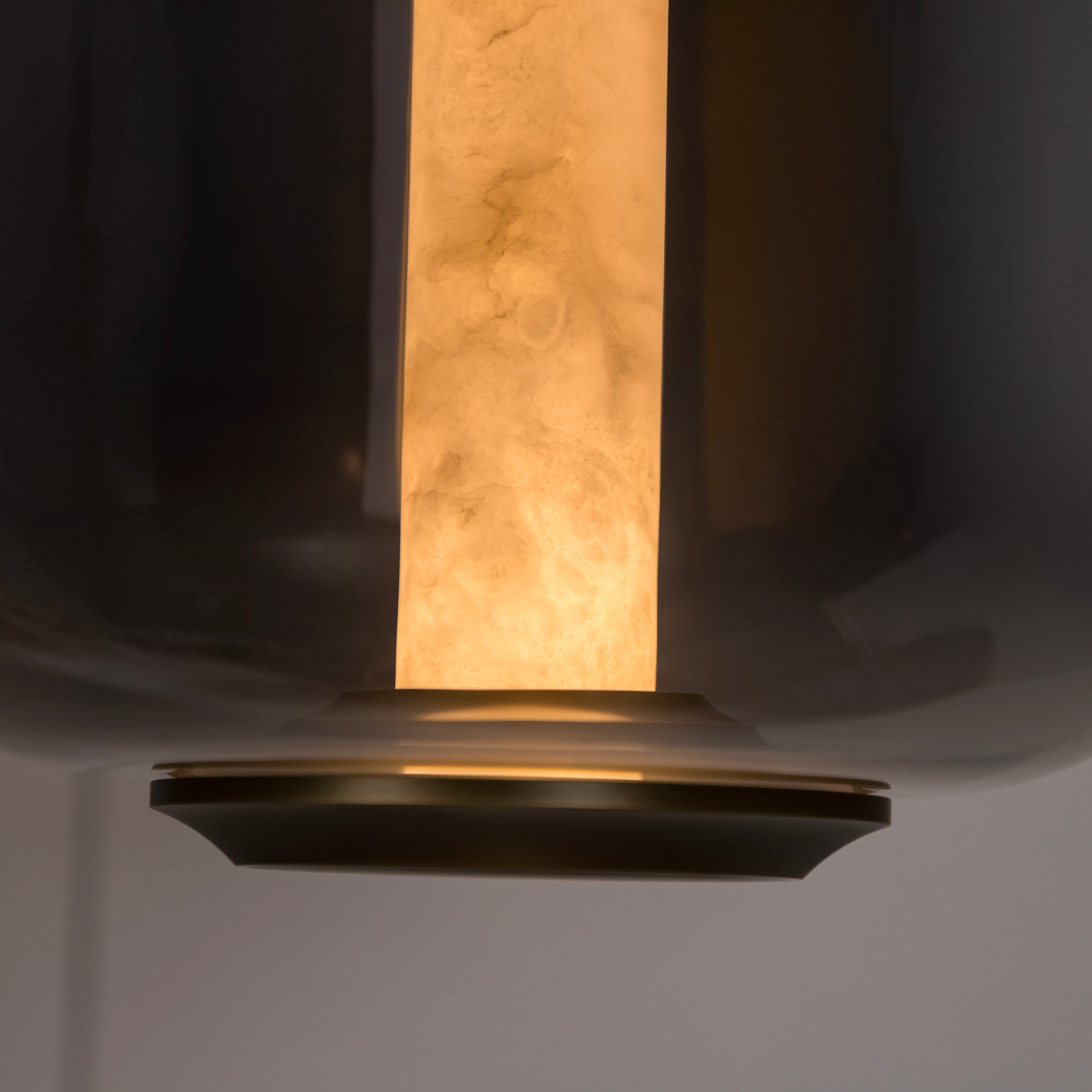 Seul Smoked Glass White Marble Antique Pendant Light 36 Cm - Heka Lighting & Trading Limited