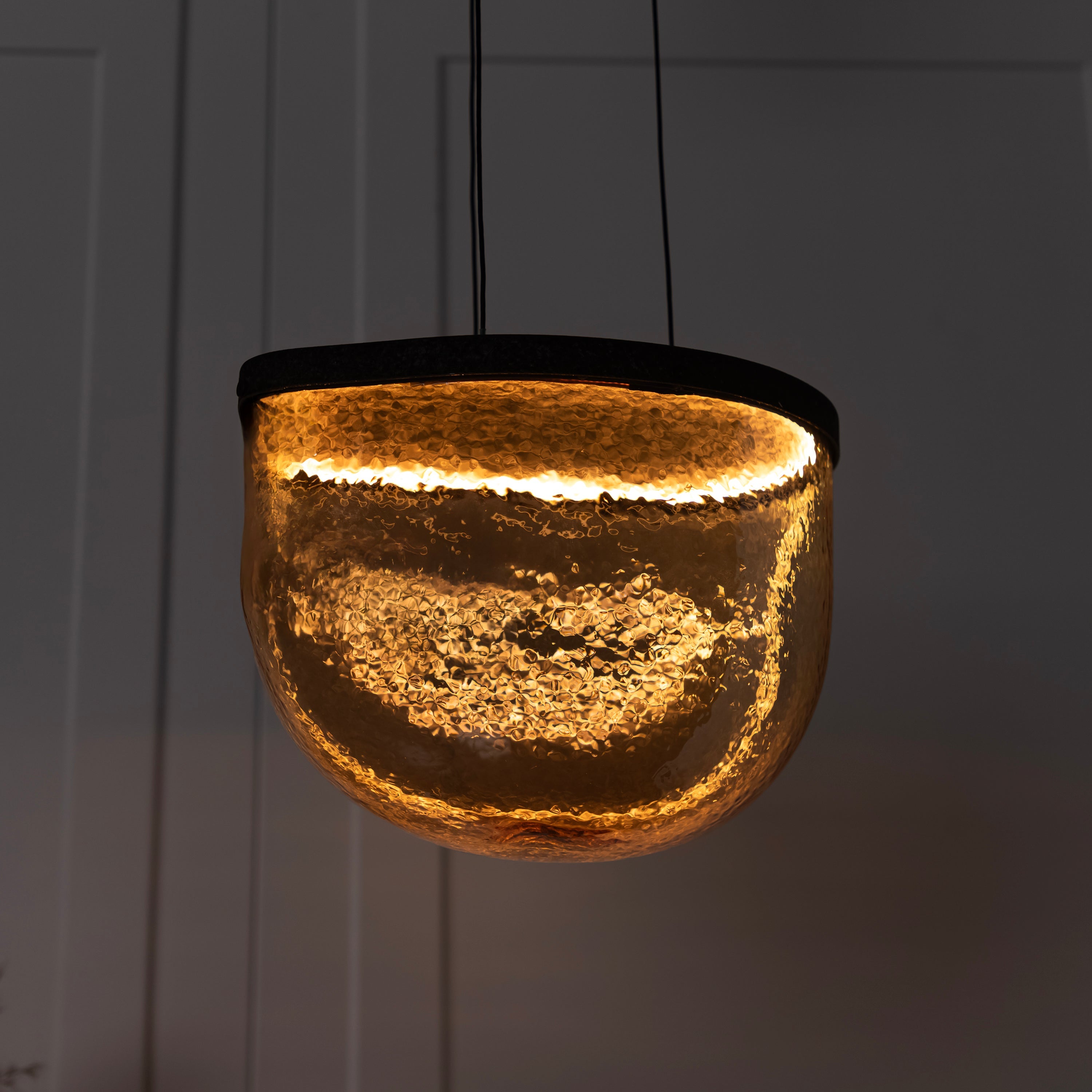 Gambia Honey Glass Black Pendant Light Chandelier 26 Cm - Heka Lighting & Trading Limited