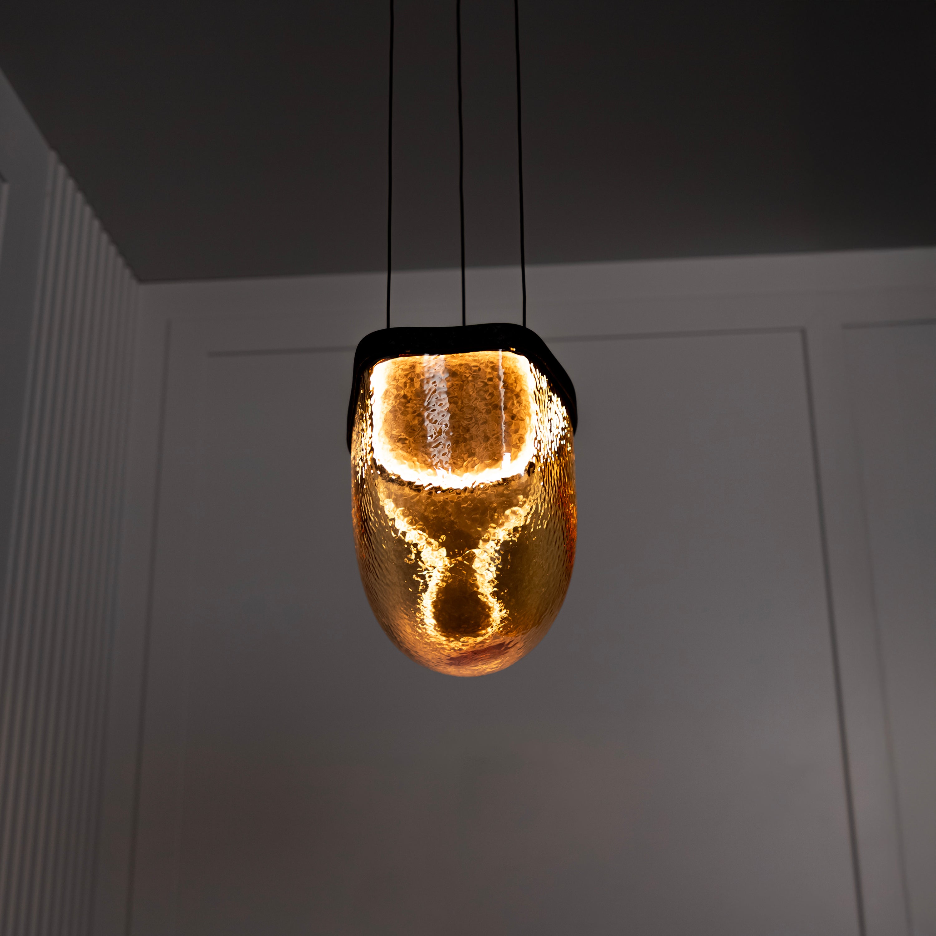 Gambia Honey Glass Black Pendant Light Chandelier 26 Cm - Heka Lighting & Trading Limited