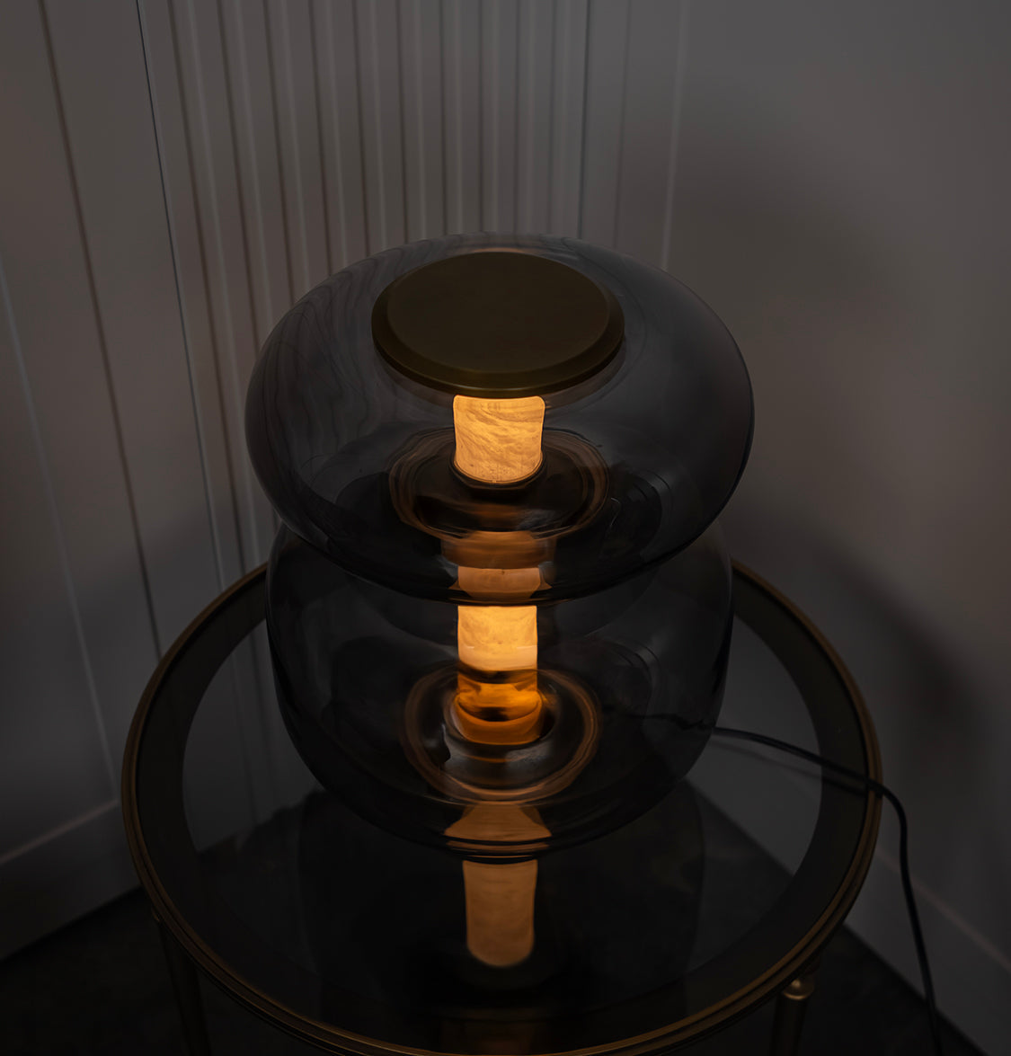 Seul Double Smoked Glass White Marble Antique Table Lamp - Heka Lighting & Trading Limited