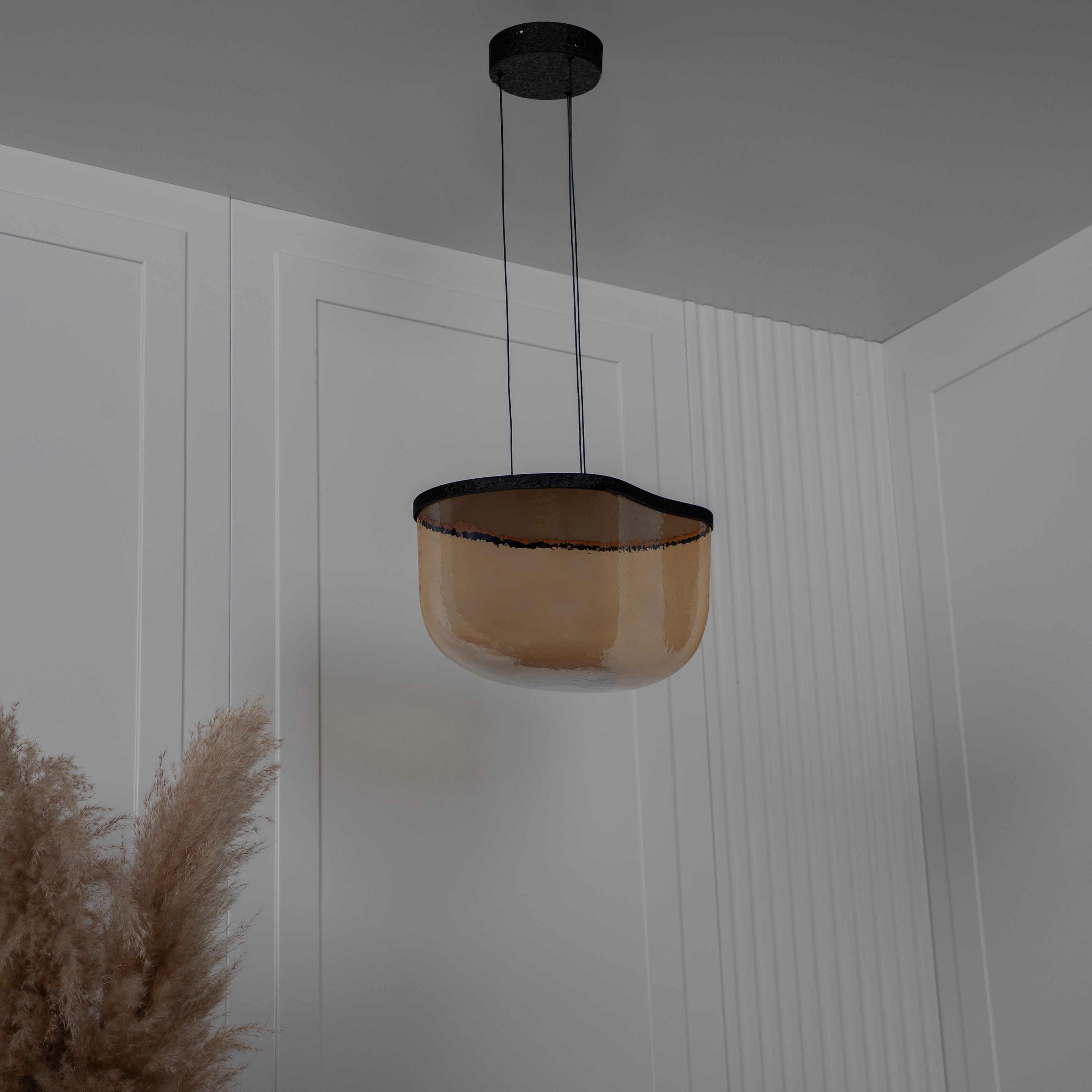 Gambia Honey Glass Black Pendant Light Chandelier 36 Cm - Heka Lighting & Trading Limited