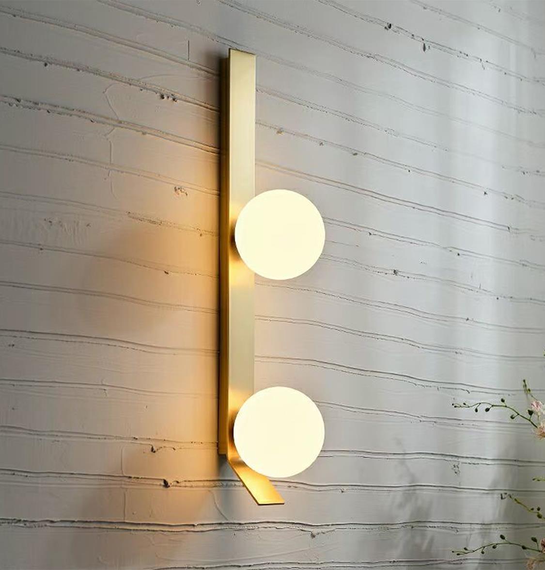 Afrodit Soft 2-Piece Brushed Brass Wall Sconce 63 Cm - Heka Lighting & Trading Limited