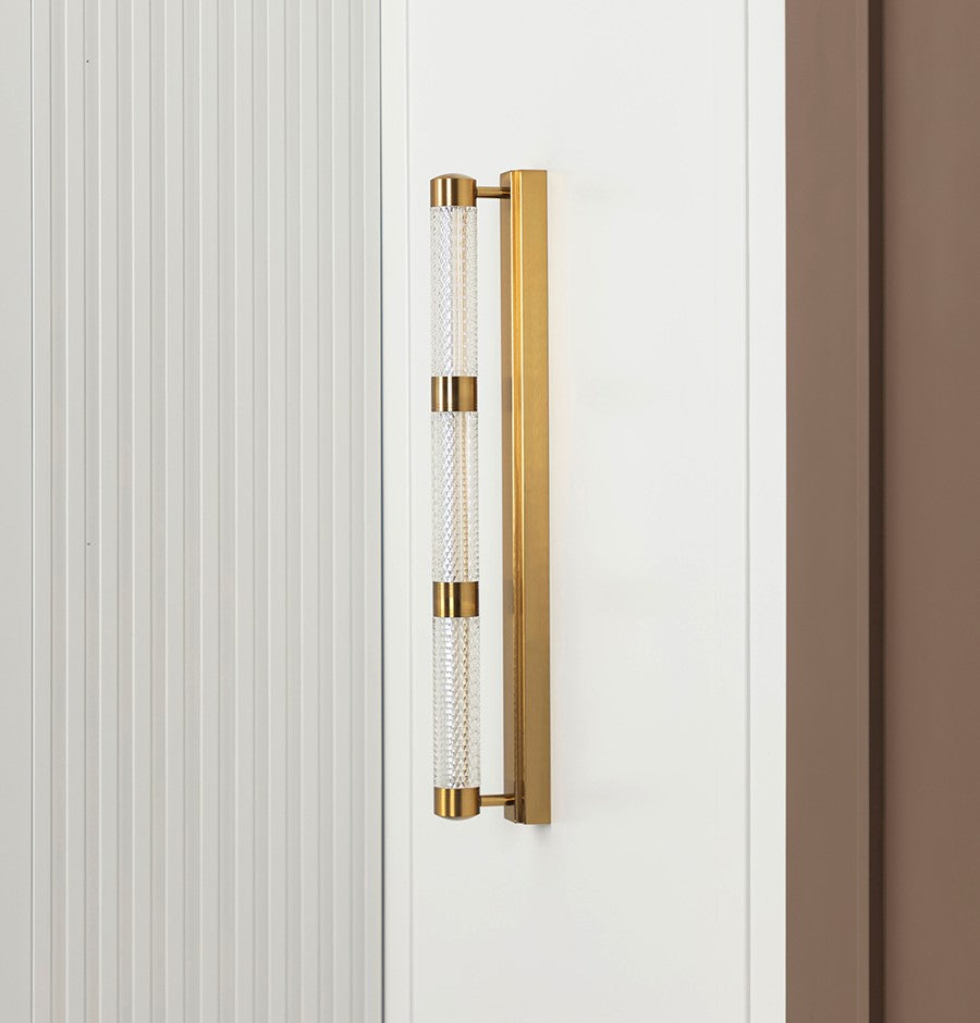Alabanda 3-Piece Transparent Acrylic Brushed Brass Led Wall Sconce - Heka Lighting & Trading Limited