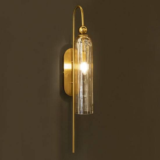 Aras Single Honey Glass Brushed Brass Wall Sconce