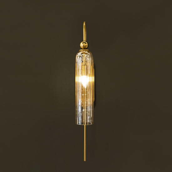 Aras Single Honey Glass Brushed Brass Wall Sconce