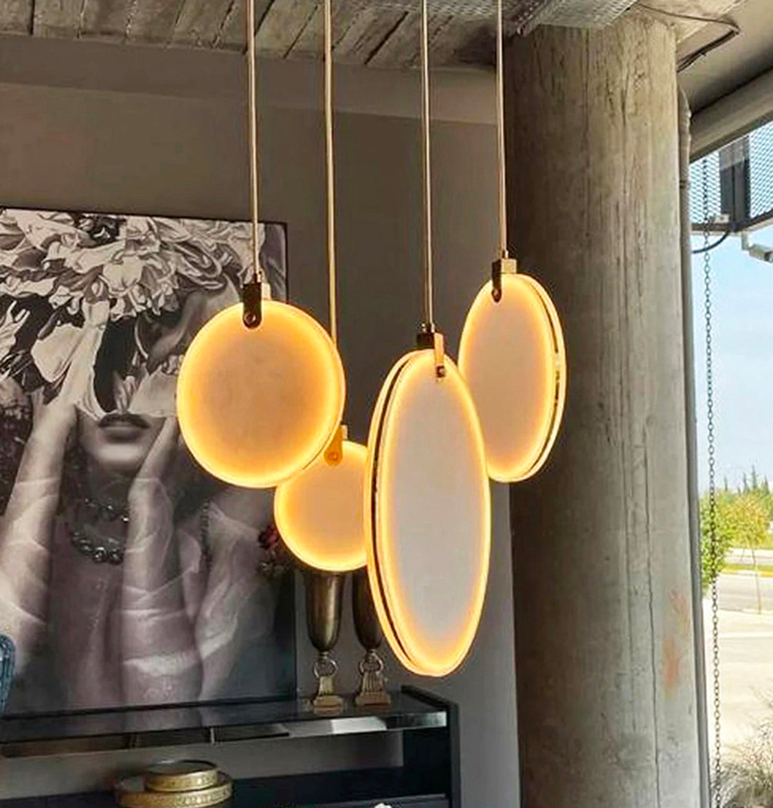 Aspendos Single Antique Marble Led Pendant Light Chandelier 20 Cm - Heka Lighting & Trading Limited
