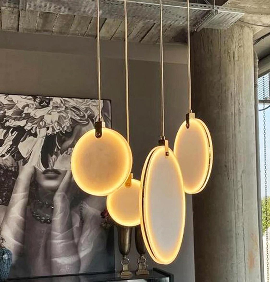 Aspendos Single Antique Marble Led Pendant Light Chandelier 25 Cm - Heka Lighting & Trading Limited