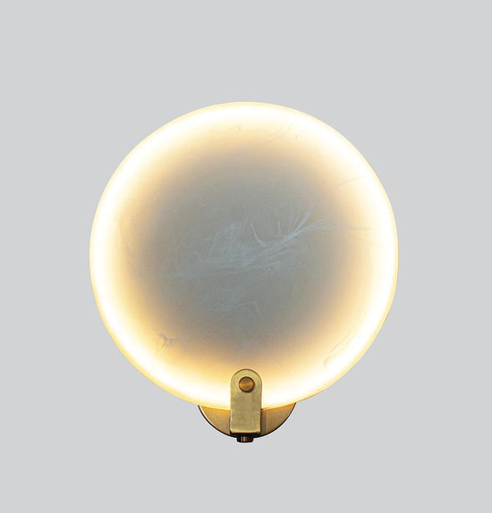 Aspendos Single Marble Brushed Brass Led Wall Sconce 25 Cm