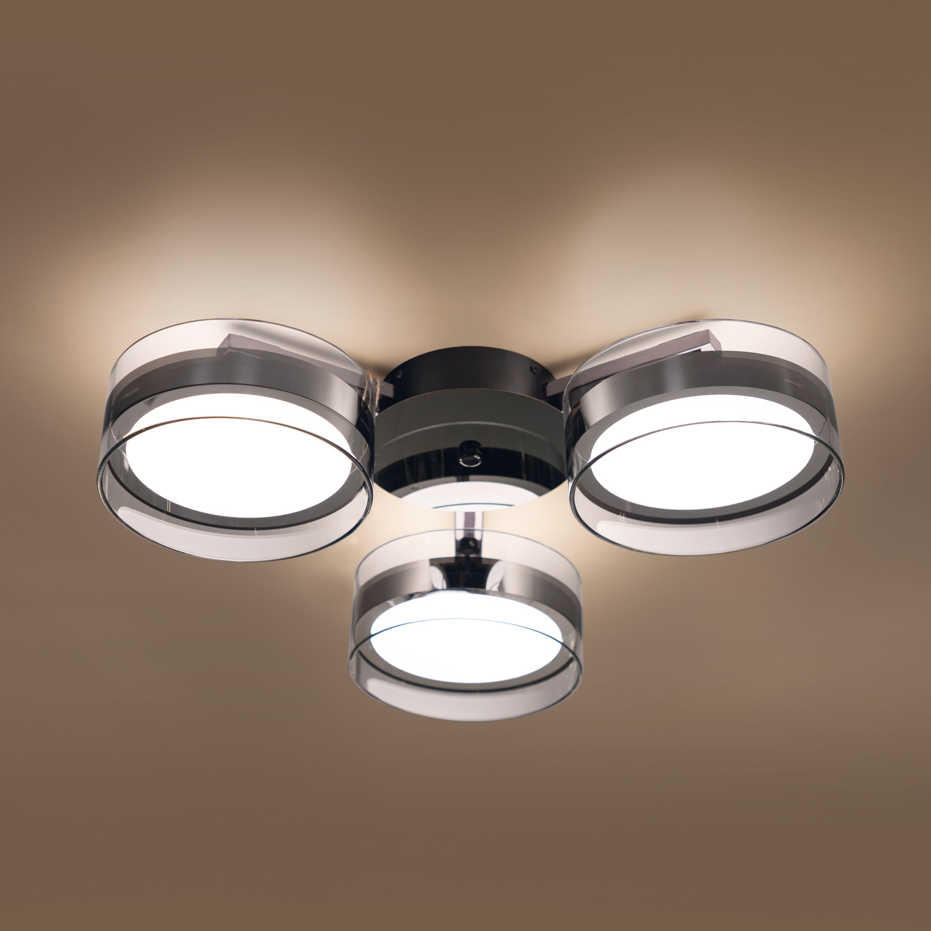 Berlin 3-Piece Platinum Stainless Transparent Glass Plafonier Chandelier - Heka Lighting & Trading Limited