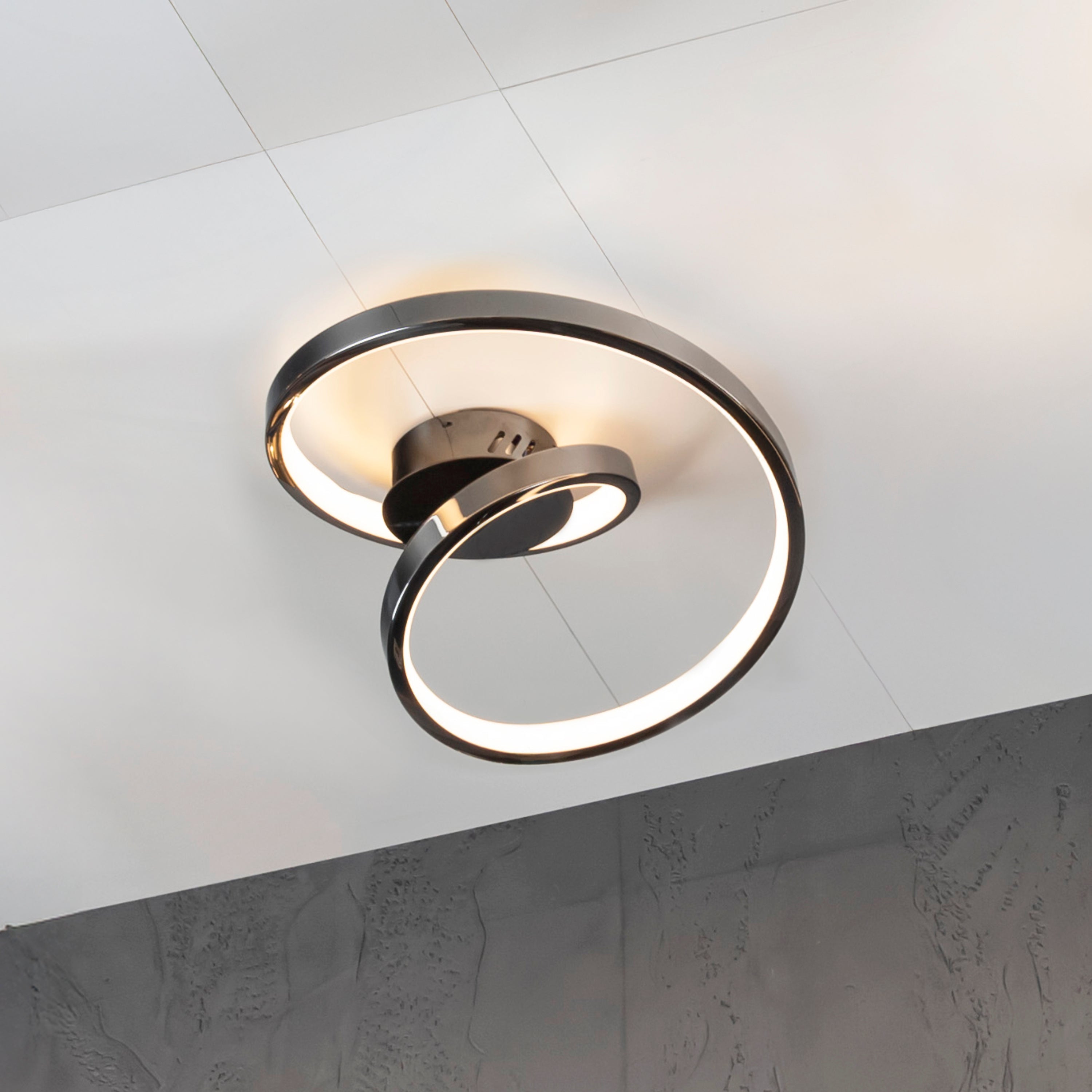 Bern Platin Stainless Acrylic Plafonier 45 Cm - Heka Lighting & Trading Limited