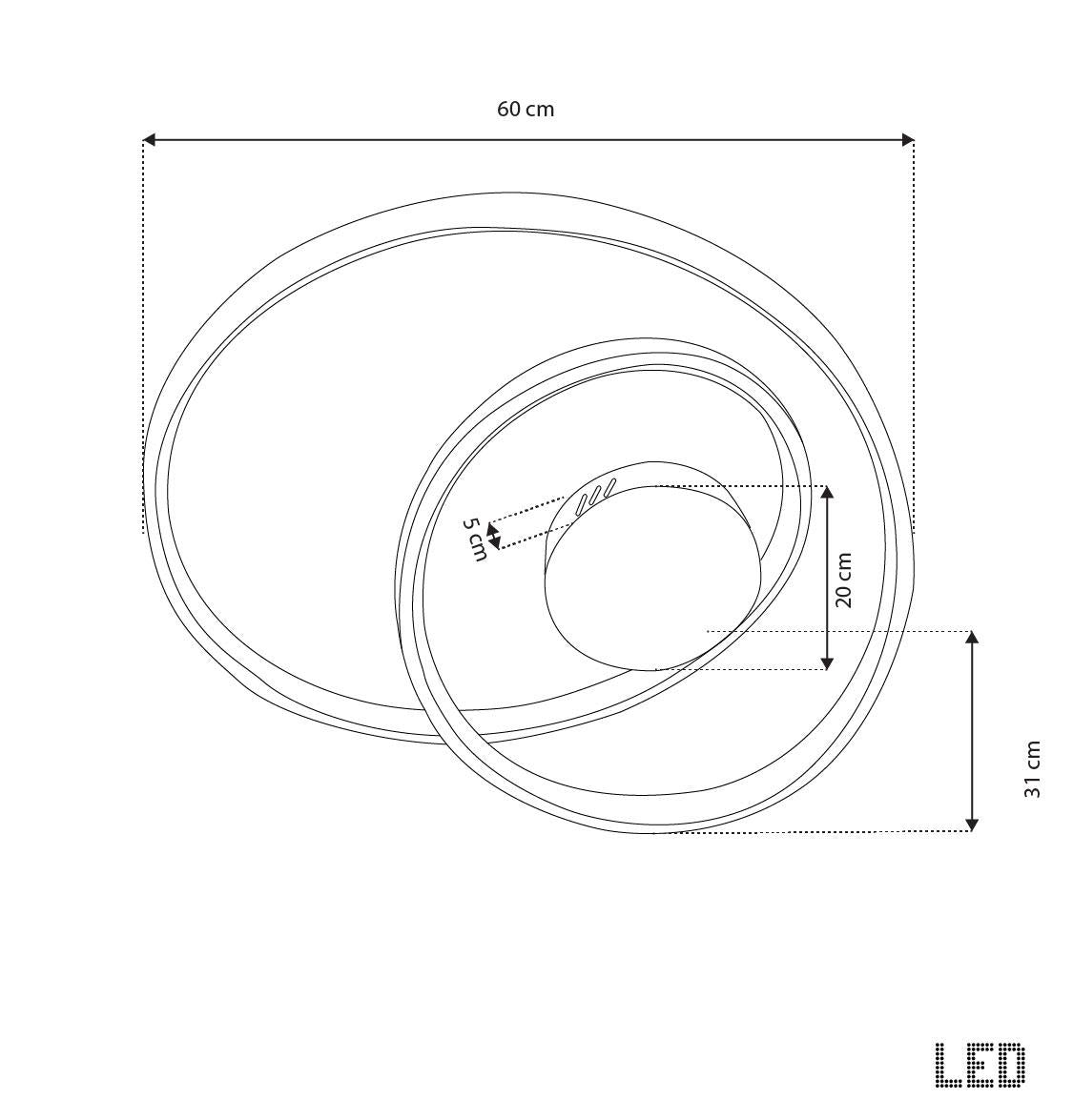 Bern Platin Stainless Acrylic Plafonier 60 Cm - Heka Lighting & Trading Limited