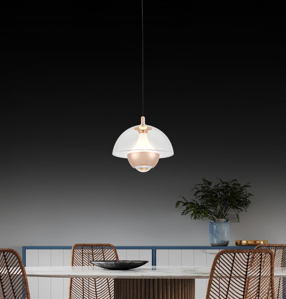 Bumin Transparent Acrylic Gold Aluminum Led Pendant Light 18 Cm - Heka Lighting & Trading Limited