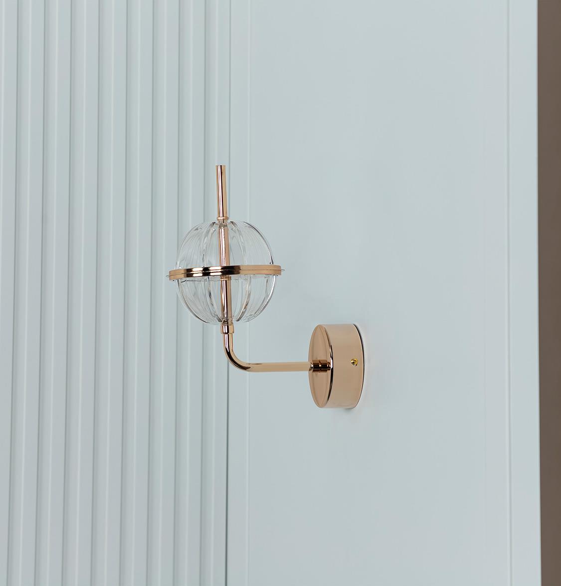 Carina Globe Transparent Acrylic Gold Led Wall Sconce 14 Cm - Heka Lighting & Trading Limited