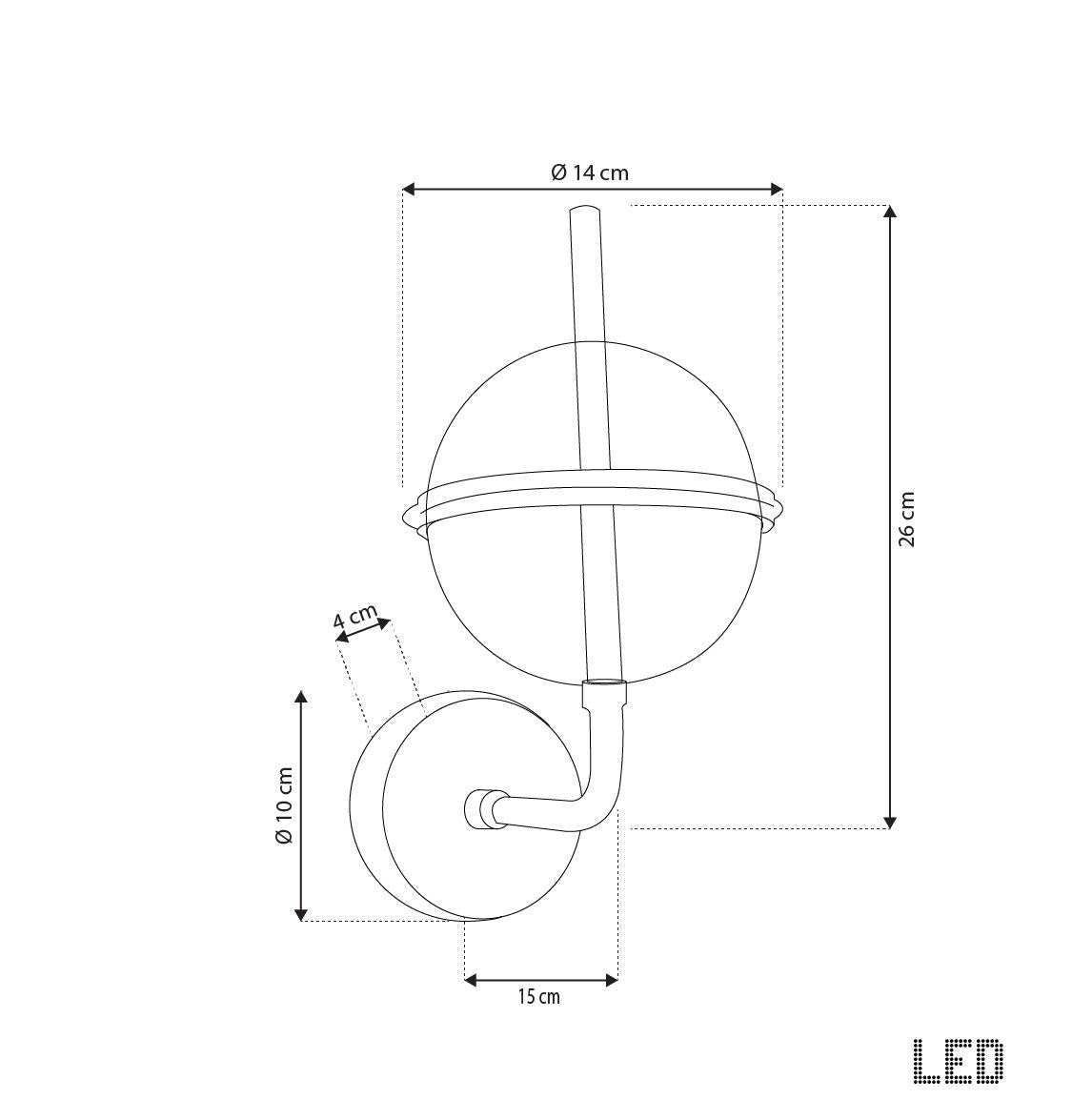 Carina Globe Transparent Acrylic Gold Led Wall Sconce 14 Cm - Heka Lighting & Trading Limited