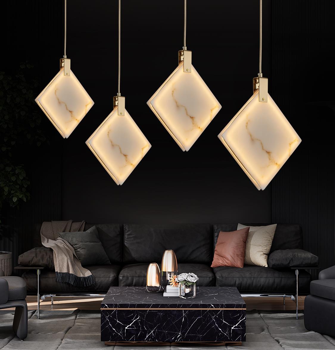 Duha Square Marble Led Pendant Light Chandelier 40 Cm - Heka Lighting & Trading Limited