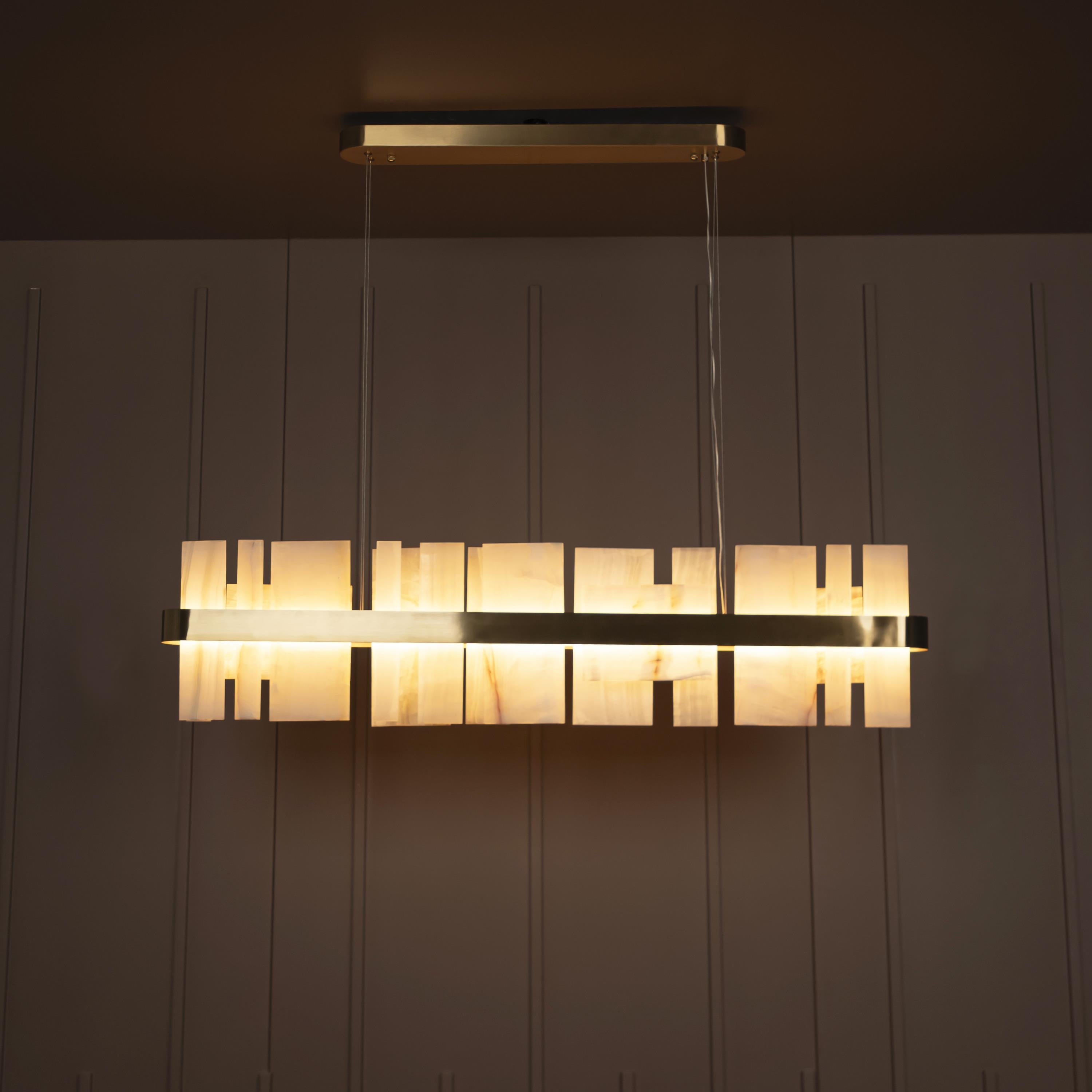 Ekho Marble Brushed Brass Dining Table Top Pendant Light Chandelier 120 Cm - Heka Lighting & Trading Limited