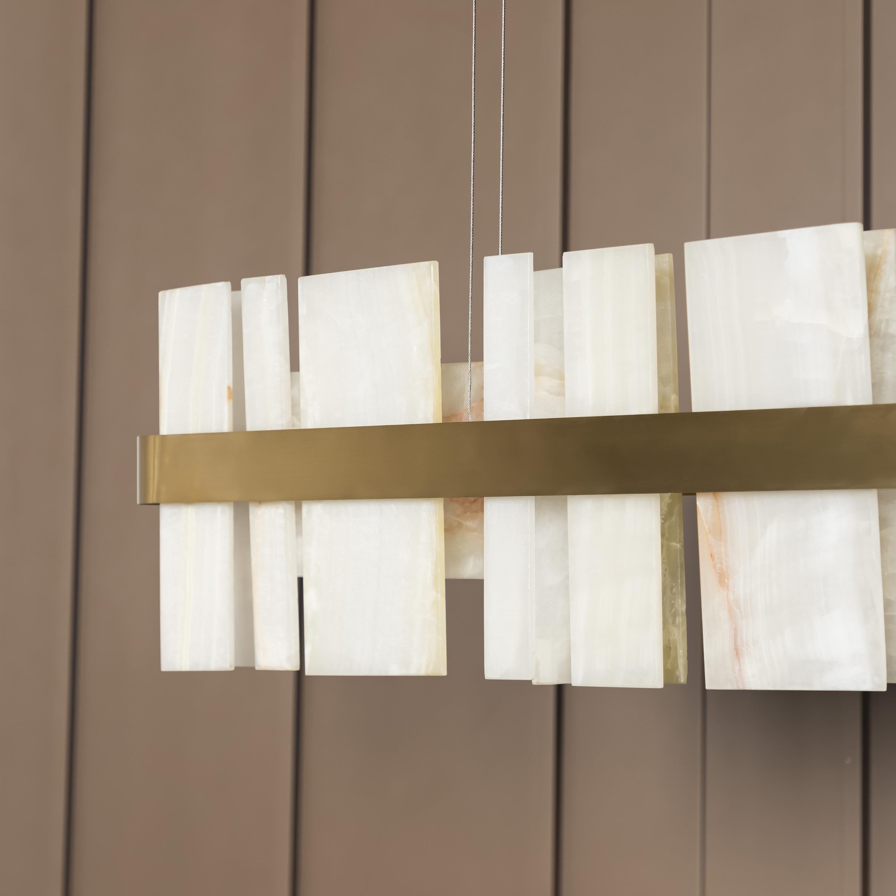Ekho Marble Brushed Brass Dining Table Top Pendant Light Chandelier 120 Cm - Heka Lighting & Trading Limited