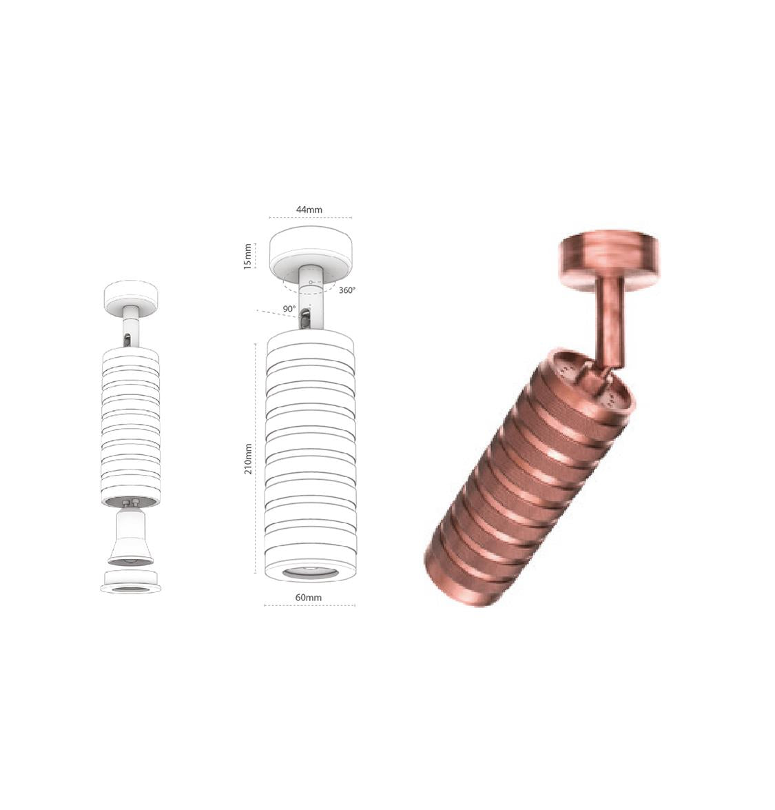 Eva Copper Serrated Spotlight 6X21 Cm - Heka Lighting & Trading Limited