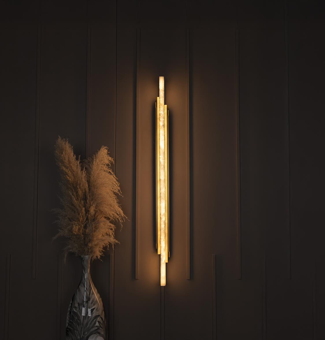 Gabon Marble Brushed Brass Wall Sconce 128 Cm - Heka Lighting & Trading Limited