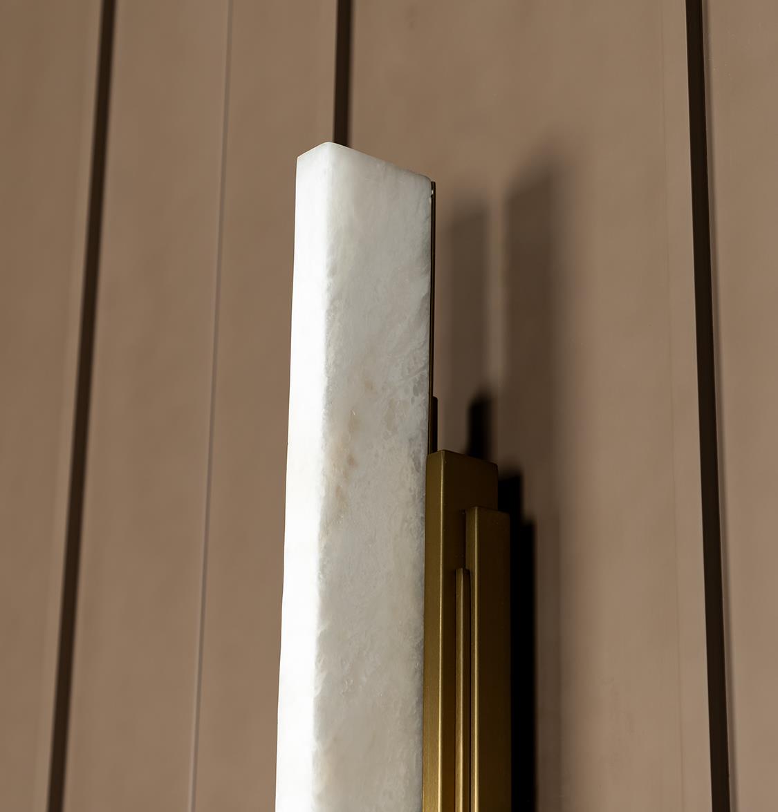Gabon Marble Brushed Brass Wall Sconce 128 Cm - Heka Lighting & Trading Limited