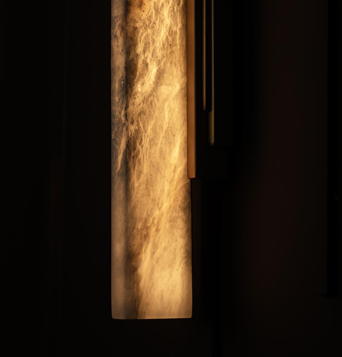Gabon Marble Brushed Brass Wall Sconce 128 Cm - Heka Lighting & Trading Limited