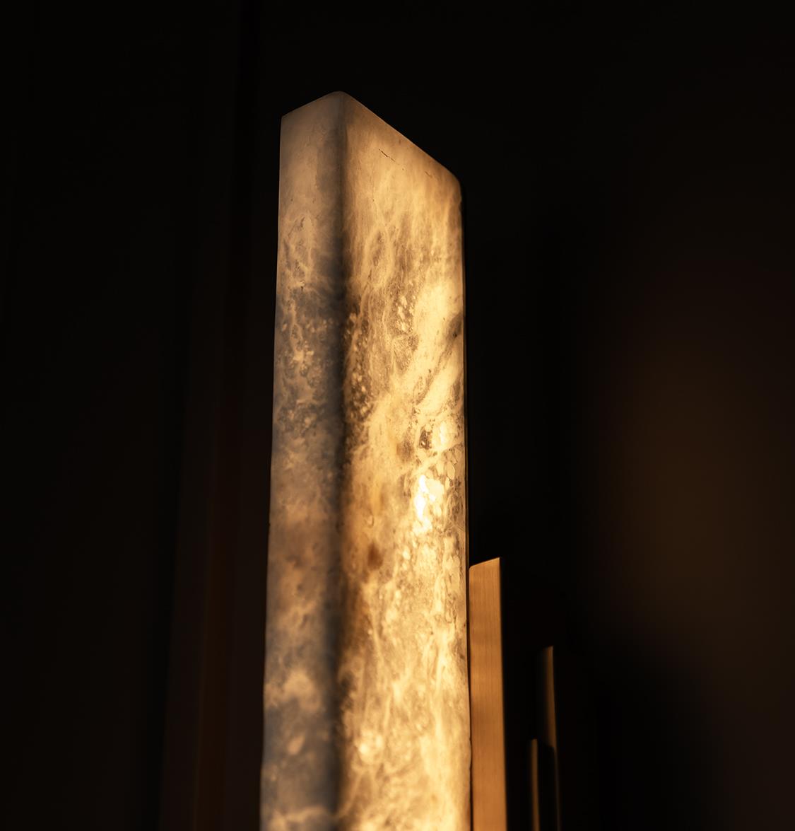Gabon Marble Brushed Brass Wall Sconce 128 Cm - Heka Lighting & Trading Limited