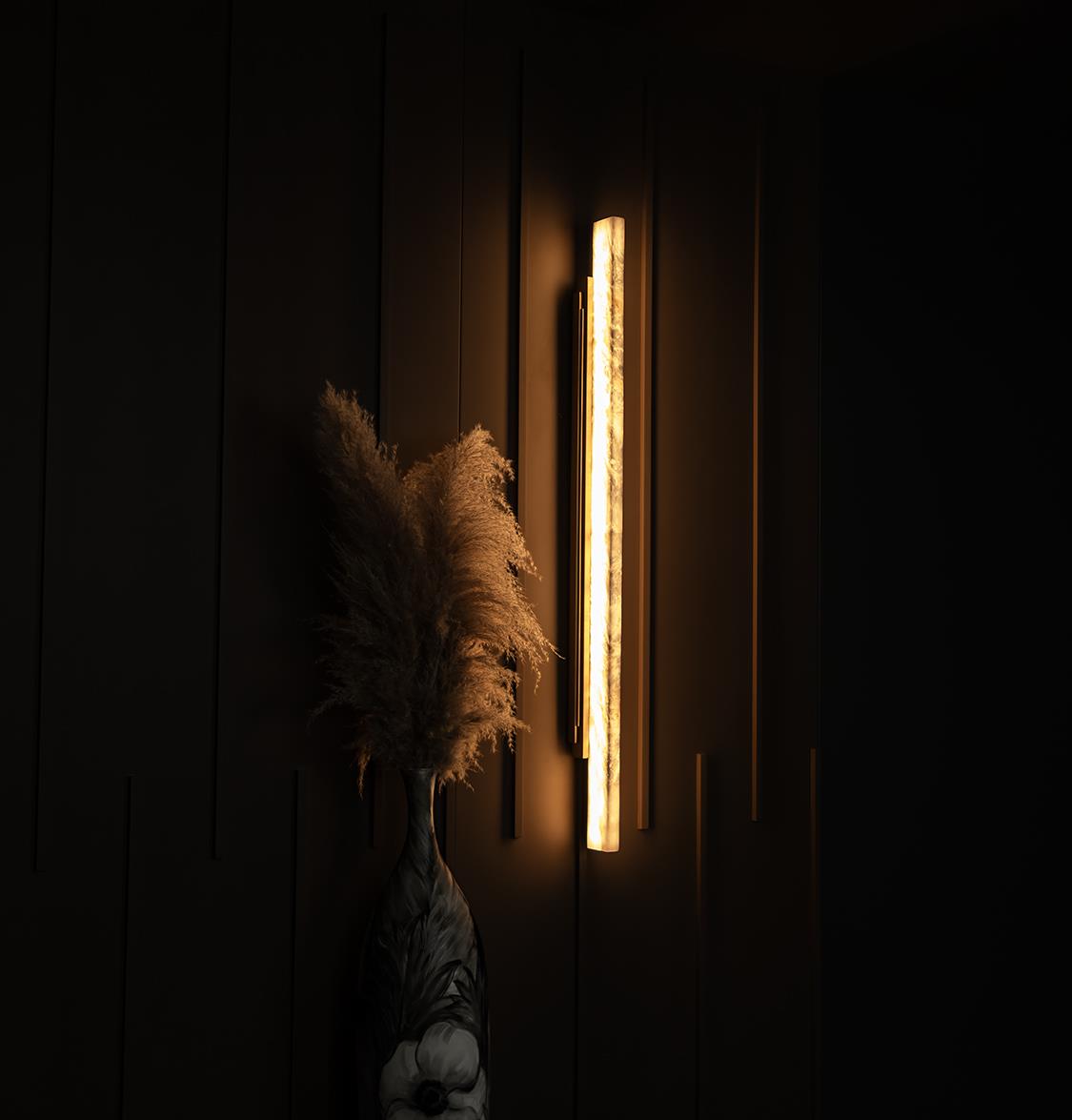 Gabon Marble Brushed Brass Wall Sconce 128 Cm - Heka Lighting & Trading Limited