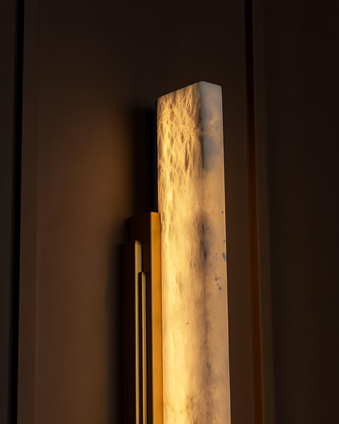 Gabon Marble Brushed Brass Wall Sconce 66 Cm - Heka Lighting & Trading Limited