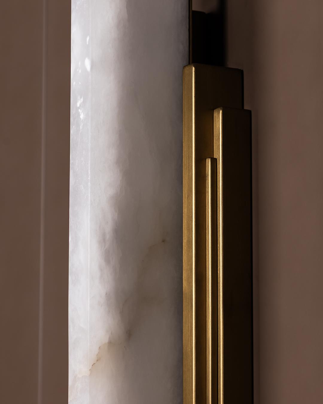 Gabon Marble Brushed Brass Wall Sconce 66 Cm - Heka Lighting & Trading Limited
