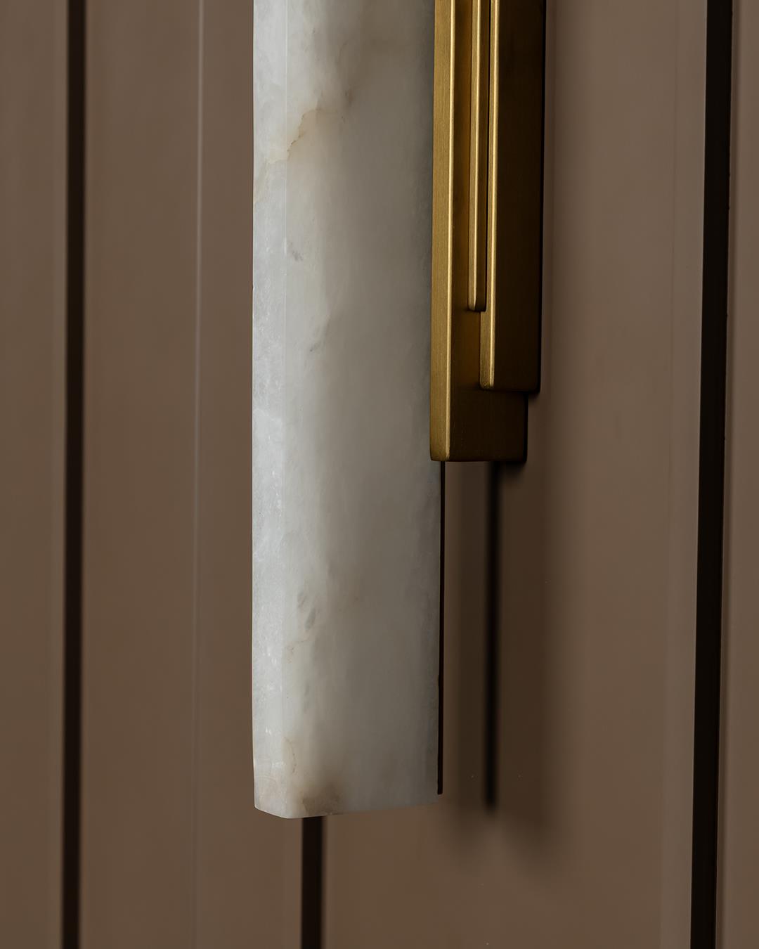 Gabon Marble Brushed Brass Wall Sconce 66 Cm - Heka Lighting & Trading Limited