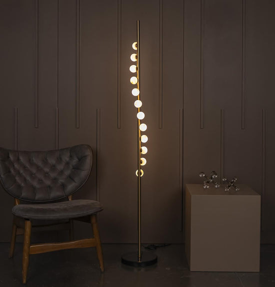 Gine Marble Bulk Brushed Brass Floor Lamp
