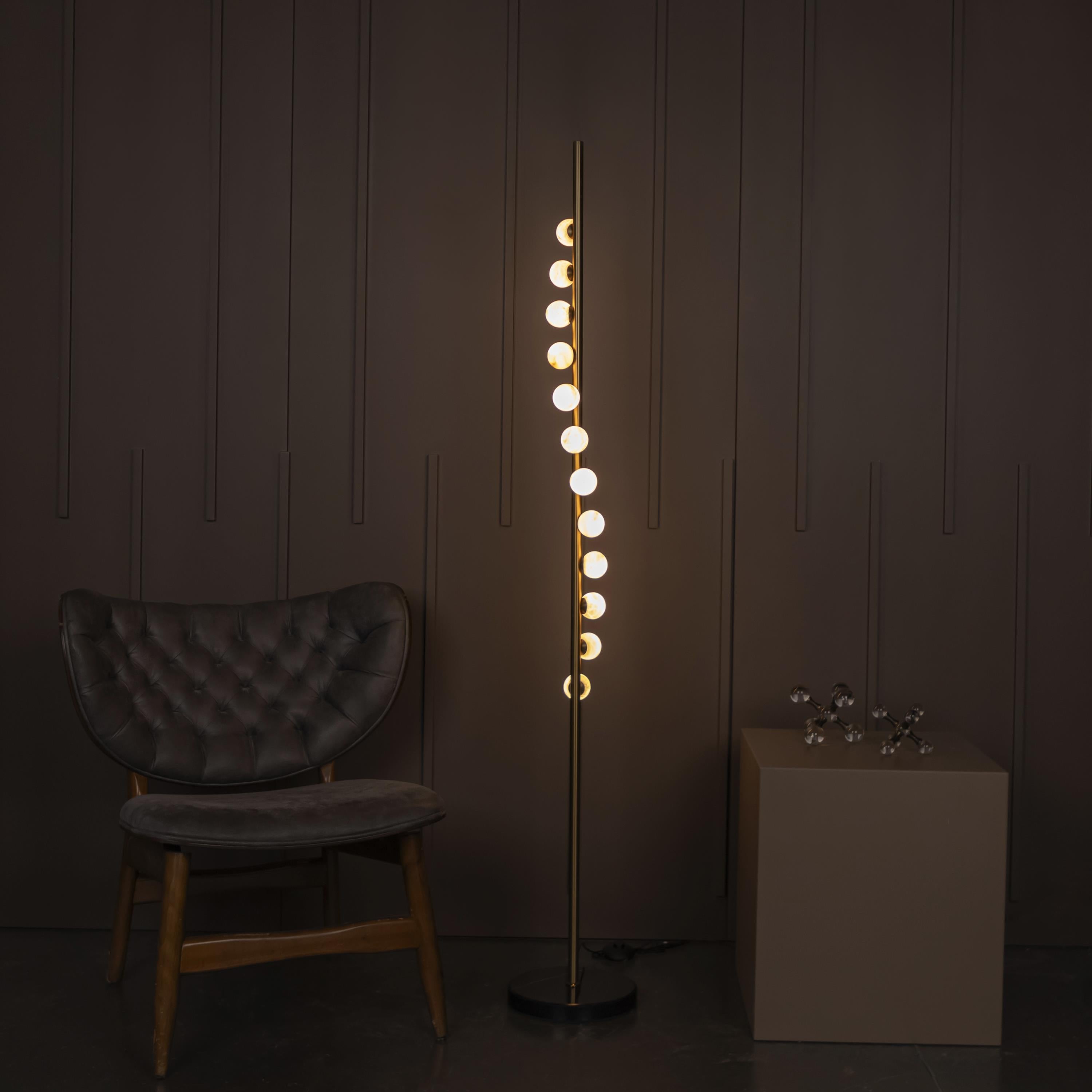 Gine Marble Bulk Brushed Brass Floor Lamp - Heka Lighting & Trading Limited