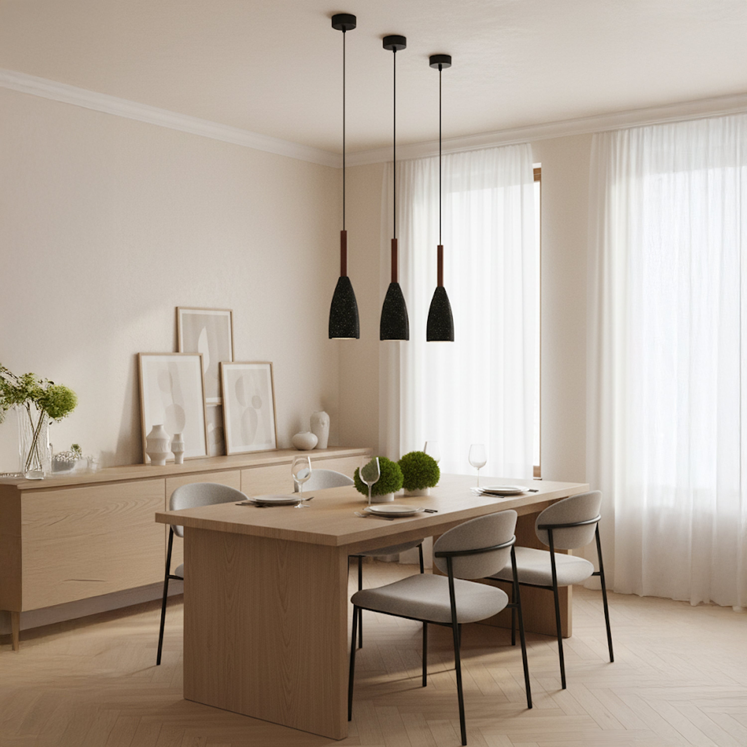 Zada Single Black Concrete E27 Pendant Light Chandelier