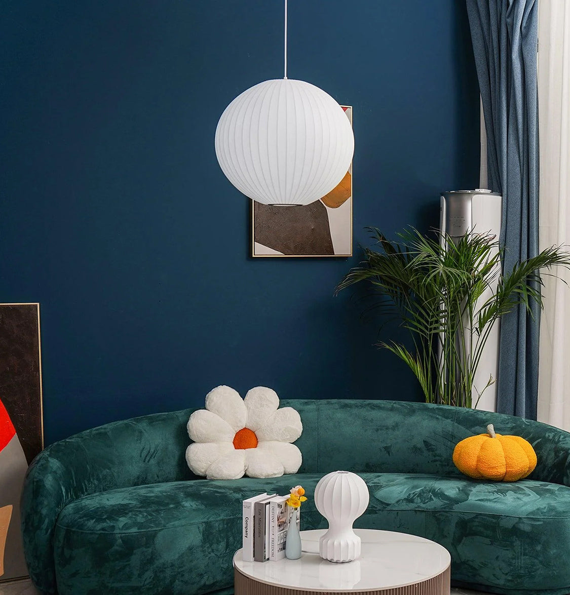 Orion Soft Touch White Globe Pendant Light Chandelier 33 Cm - Heka Lighting & Trading Limited