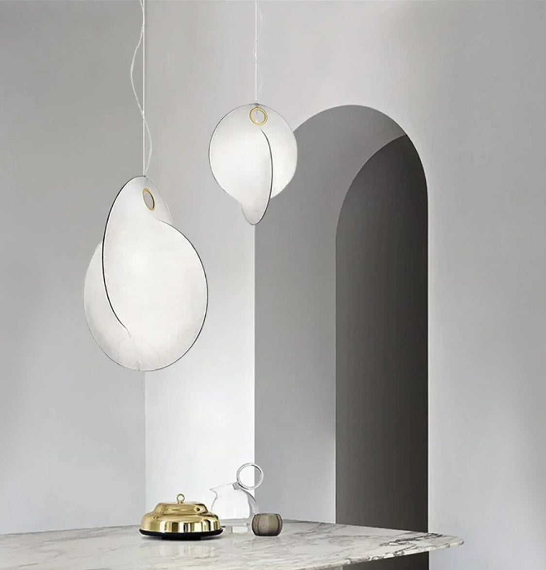 Lunar Soft Touch White Pendant Light Chandelier 60 Cm - Heka Lighting & Trading Limited