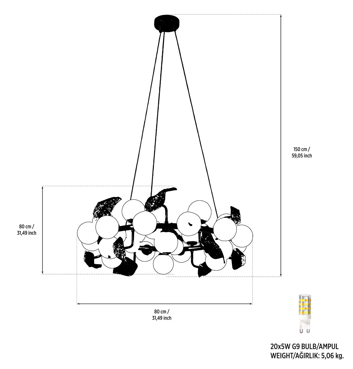 Doha 20's Gold Chandelier - Heka Lighting & Trading Limited