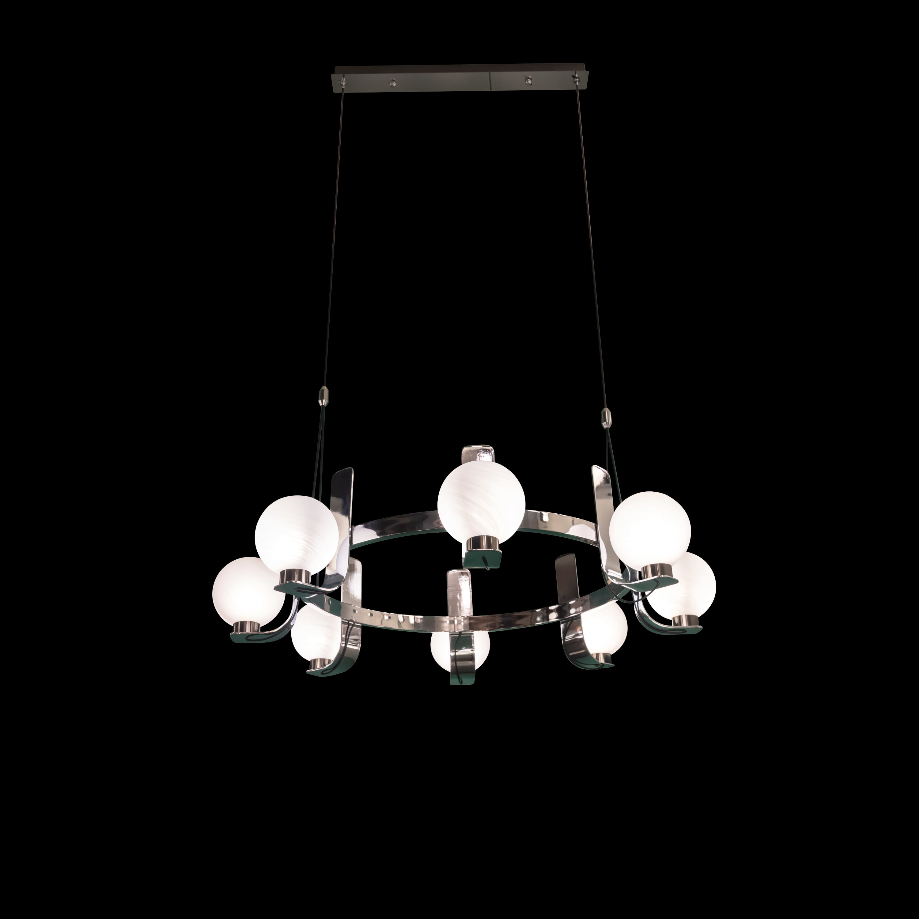 Havana Chrome-Platinum 8-Piece Soft Glass Living Room Chandelier 85 Cm - Heka Lighting & Trading Limited