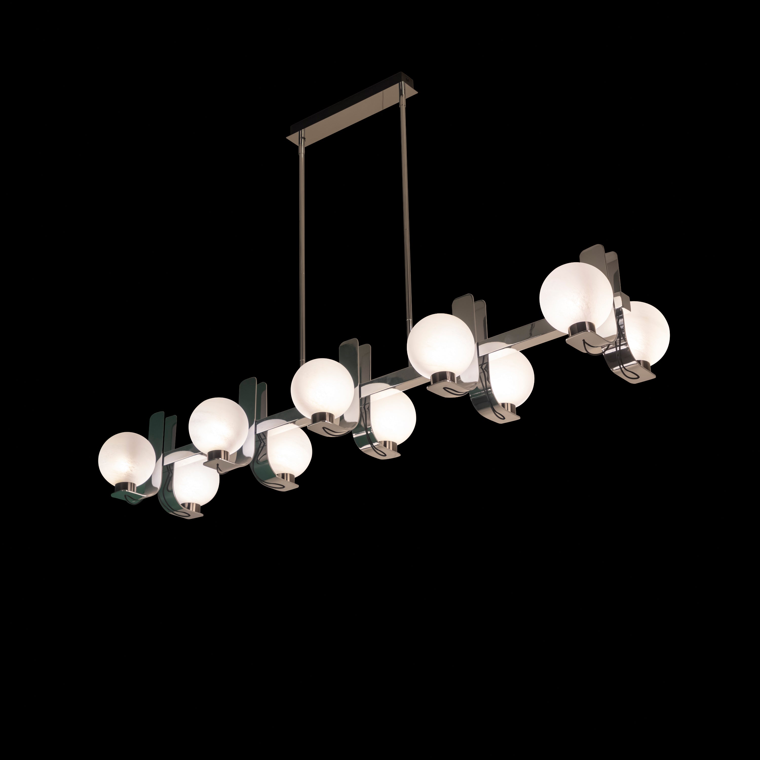 Havana Chrome-Platinum 10-Piece Soft Glass Dining Table Top Chandelier 120 Cm - Heka Lighting & Trading Limited