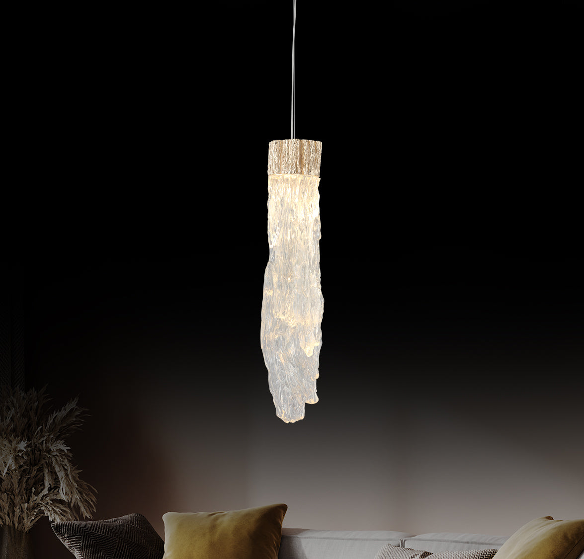 Kardal Transparent Acrylic Gold Led Pendant Light 50 Cm - Heka Lighting & Trading Limited
