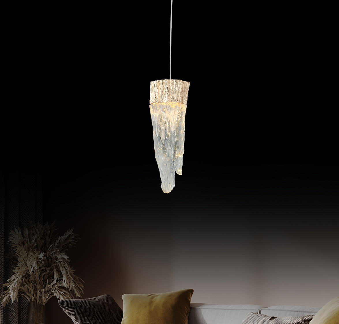 Kardal Smoked Acrylic Gold Led Pendant Light Chandelier 30 Cm - Heka Lighting & Trading Limited