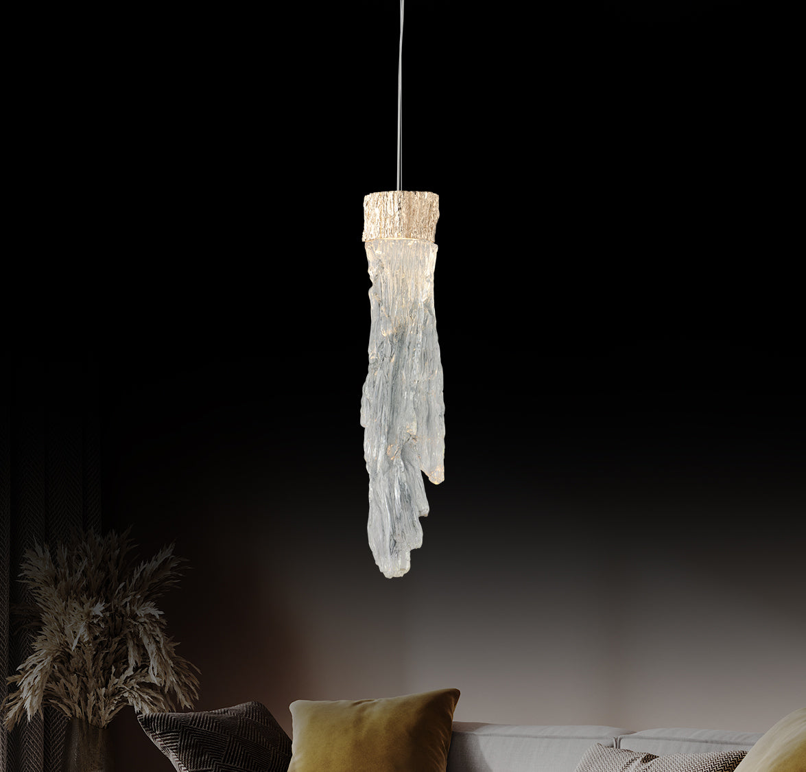 Kardal Smoked Acrylic Gold Led Pendant Light 50 Cm - Heka Lighting & Trading Limited