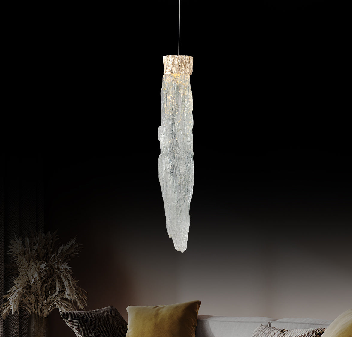 Kardal Smoked Acrylic Gold Led Pendant Light 70 Cm - Heka Lighting & Trading Limited
